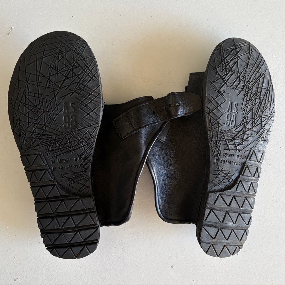A.S. 98 Black Leather Sandals Made In Bosnia Excellent Condition Womans Size 39 - Picture 9 of 10
